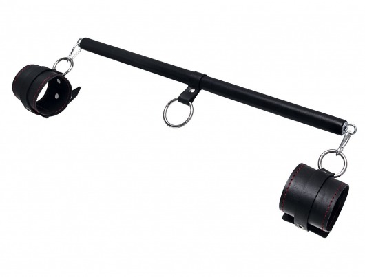 Черная распорка для ног с кожаными манжетами - Pecado - купить с доставкой в Коврове