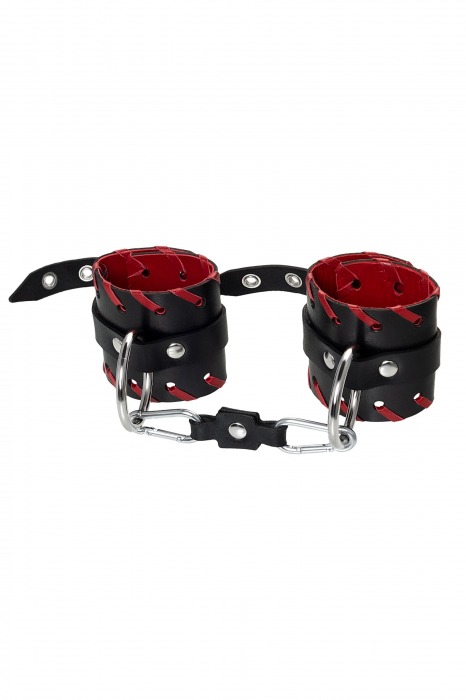 Черно-красные наручники из натуральной кожи - Pecado - купить с доставкой в Коврове