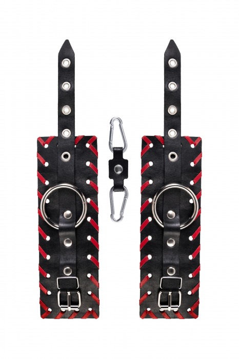 Черно-красные наручники из натуральной кожи - Pecado - купить с доставкой в Коврове