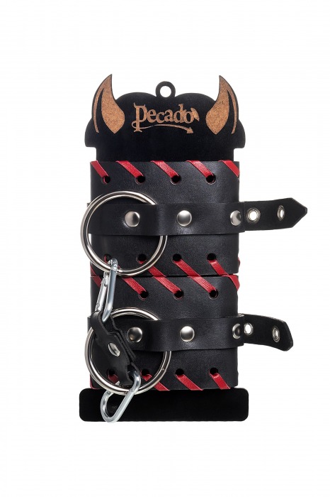 Черно-красные наручники из натуральной кожи - Pecado - купить с доставкой в Коврове