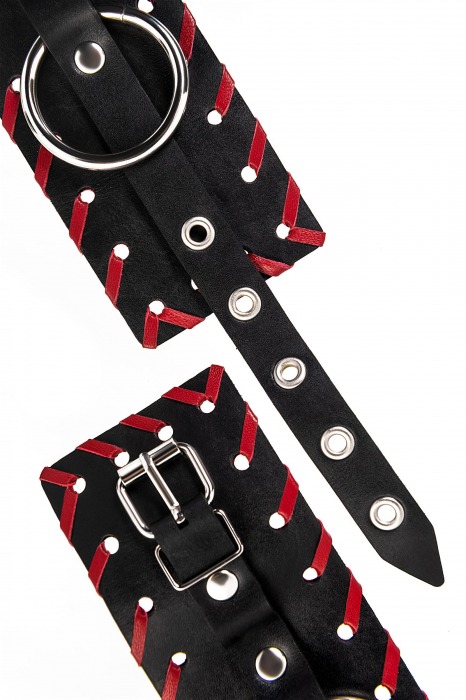 Черно-красные оковы из натуральной кожи - Pecado - купить с доставкой в Коврове