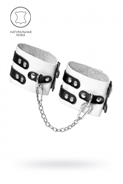 Бело-черные оковы с двумя ремешками и люверсами - Pecado - купить с доставкой в Коврове
