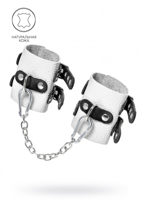 Бело-черные наручники с двумя ремешками и люверсами - Pecado - купить с доставкой в Коврове