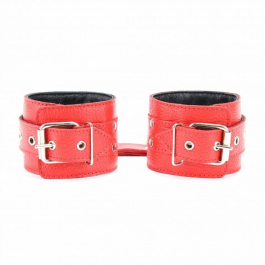 Красные кожаные наручники с клепками - БДСМ Арсенал - купить с доставкой в Коврове