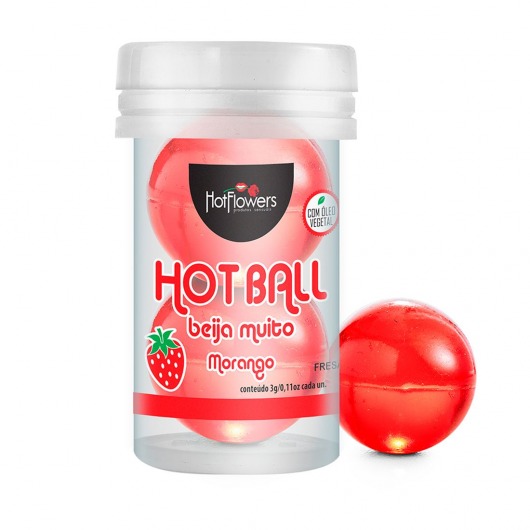 Лубрикант на масляной основе Hot Ball Beija Muito с ароматом клубники (2 шарика по 3 гр.) - HotFlowers - купить с доставкой в Коврове