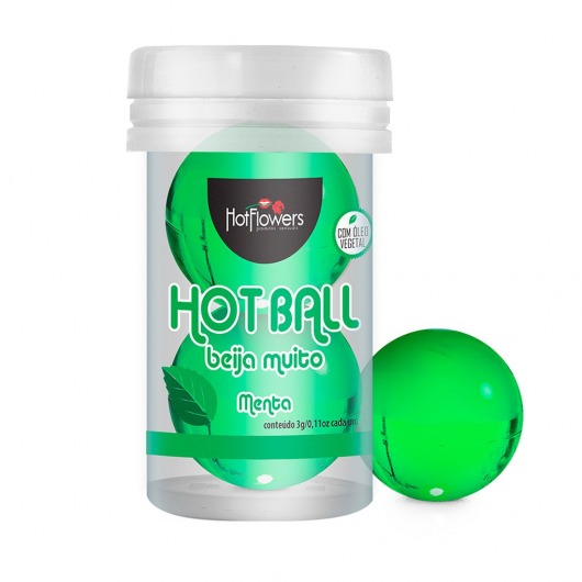 Лубрикант на масляной основе Hot Ball Beija Muito с ароматом мяты (2 шарика по 3 гр.) - HotFlowers - купить с доставкой в Коврове