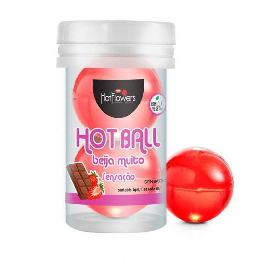 Лубрикант на масляной основе Hot Ball Beija Muito с ароматом шоколада и клубники (2 шарика по 3 гр.) - HotFlowers - купить с доставкой в Коврове