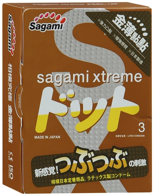 Презервативы Sagami Xtreme FEEL UP с точечной текстурой и линиями прилегания - 3 шт. - Sagami - купить с доставкой в Коврове