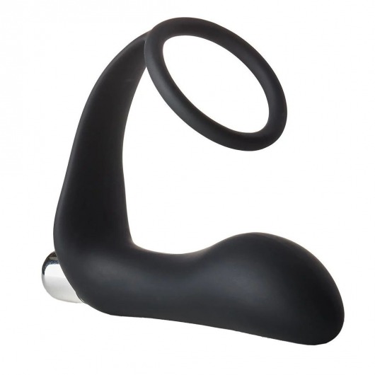 Черное эрекционное кольцо с вибропробкой Vibrating Anal Plug With Cockring - Dream Toys - в Коврове купить с доставкой