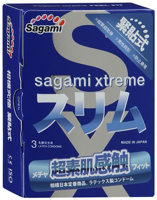 Розовые презервативы Sagami Xtreme FEEL FIT 3D - 3 шт. - Sagami - купить с доставкой в Коврове