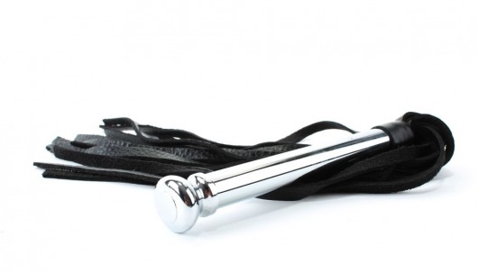 Черная плеть с металлической рукоятью - 50 см. - БДСМ Арсенал - купить с доставкой в Коврове
