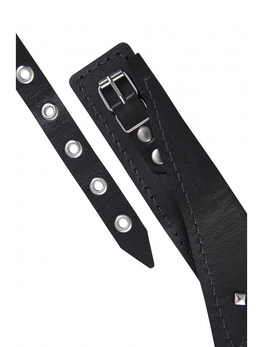 Черный кожаный ошейник-воротник с поводком - Pecado - купить с доставкой в Коврове