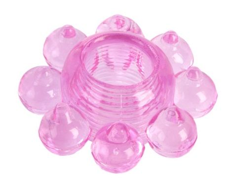 Розовое гелевое эрекционное кольцо-цветок - Toyfa Basic - в Коврове купить с доставкой
