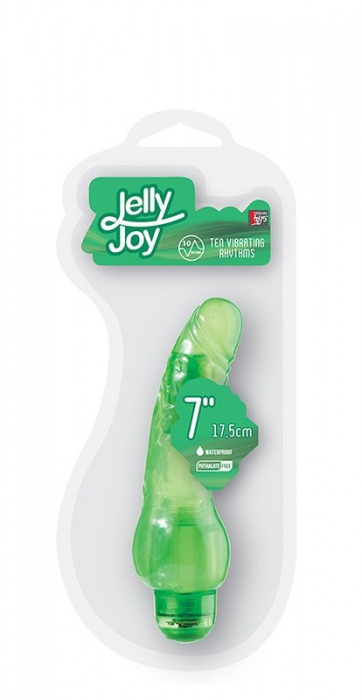 Зелёный гелевый вибратор JELLY JOY 7INCH 10 RHYTHMS GREEN - 17,5 см. - Dream Toys