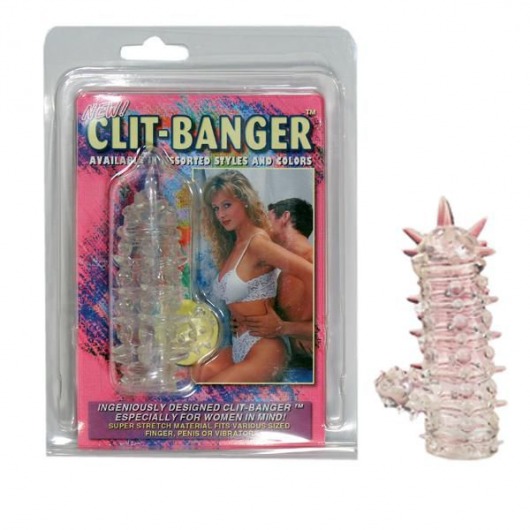 Прозрачная насадка с шипами и клиторальной шишечкой CLIT-BANGER SLEEVE IN CLEAR - Tonga - в Коврове купить с доставкой