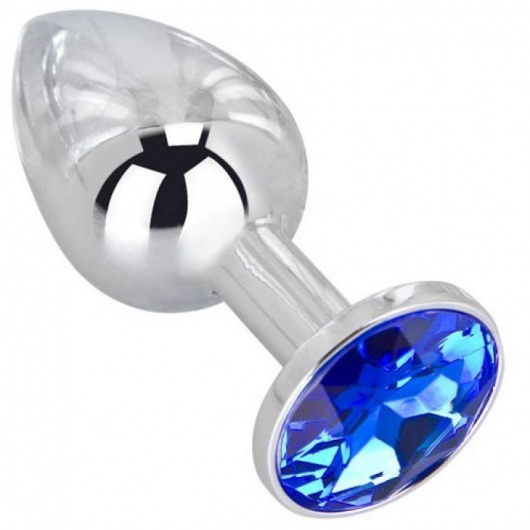 Анальное украшение BUTT PLUG  Small с синим кристаллом - 7 см. - Anal Jewelry Plug - купить с доставкой в Коврове