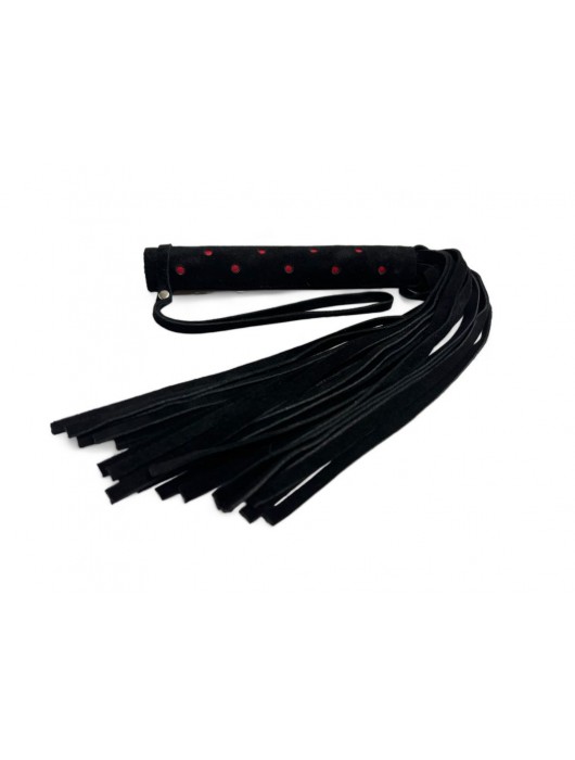 Черная замшевая плеть с красными точками на рукояти Red dot Princess - 43 см. - БДСМ Арсенал - купить с доставкой в Коврове