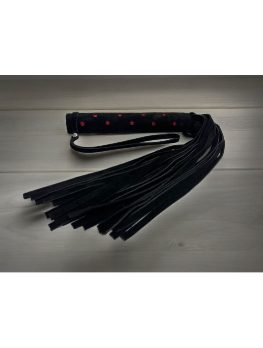 Черная замшевая плеть с красными точками на рукояти Red dot Princess - 43 см. - БДСМ Арсенал - купить с доставкой в Коврове