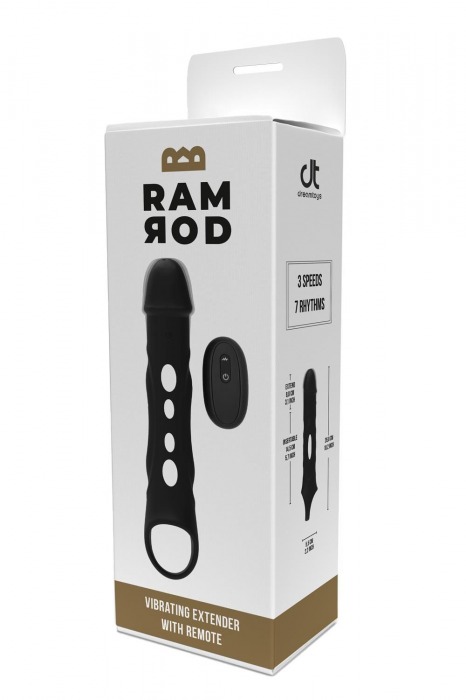 Черная насадка-удлинитель Vibrating Extender With Remote с вибрацией - Dream Toys - в Коврове купить с доставкой