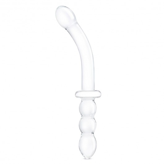 Изогнутый стеклянный фаллоимитатор 12’’ Girthy Ribbed G-Spot Glass Dildo With Handle Grip Double Ended - 30 см. - Glas