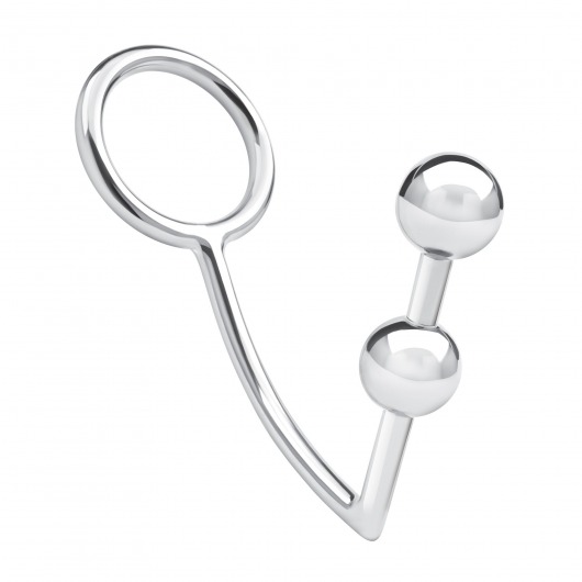 Кольцо на пенис с анальным стимулятором Two Bead Stainless Steel Anal Hook   Cock Ring - BlueLine - в Коврове купить с доставкой