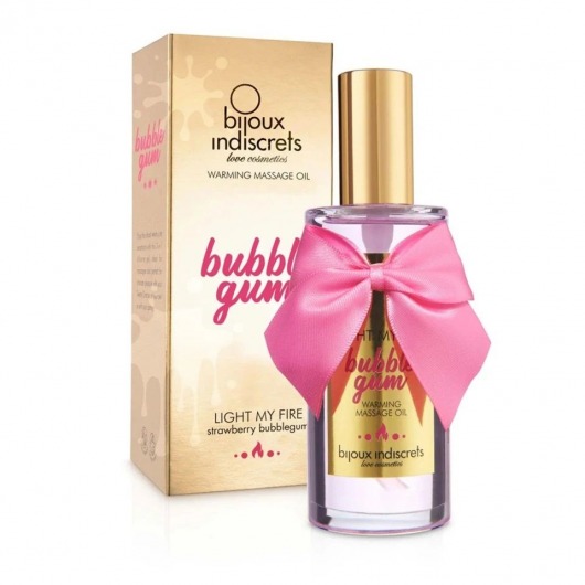 Разогревающее массажное масло Light My Fire Bubble Gum с ароматом бабл-гам - 100 мл. - Bijoux Indiscrets - купить с доставкой в Коврове
