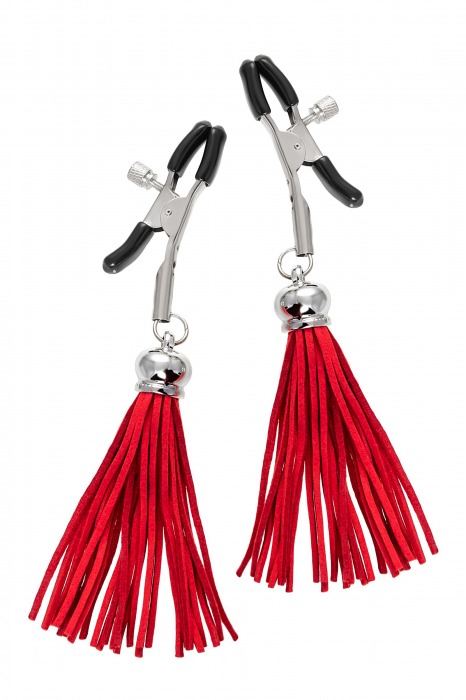 Зажимы на соски «Прищепки» с красными кисточками из замши - Pecado - купить с доставкой в Коврове