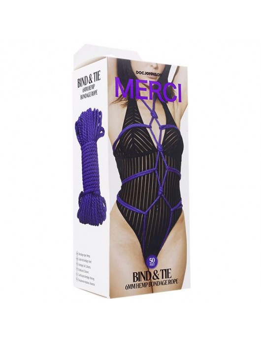 Фиолетовая верёвка для связывания и фиксации Bind Tie - 15,24 м. - Doc Johnson - купить с доставкой в Коврове