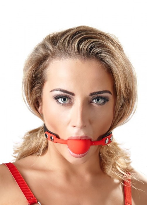 Силиконовый кляп-шар на чёрных ремешках Red Gag silicone - Orion - купить с доставкой в Коврове