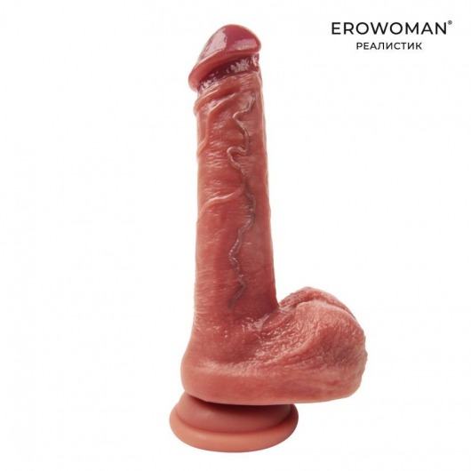Телесный фаллоимитатор на мощной присоске - 19,5 см. - Erowoman-Eroman