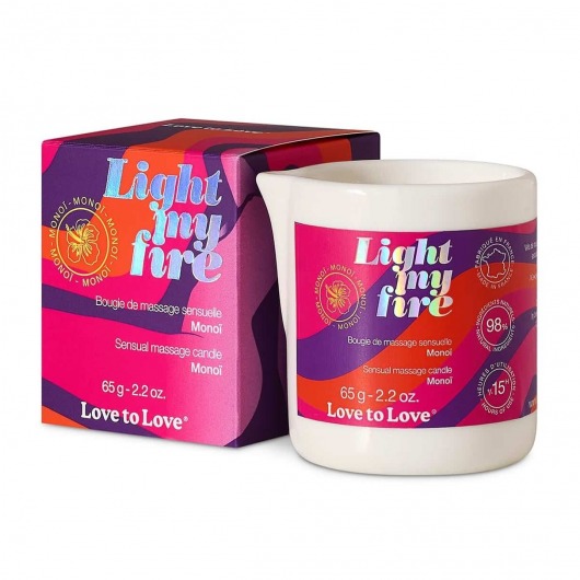 Массажная свеча Light My Fire с ароматом моной - 80 мл. - Love to Love - купить с доставкой в Коврове