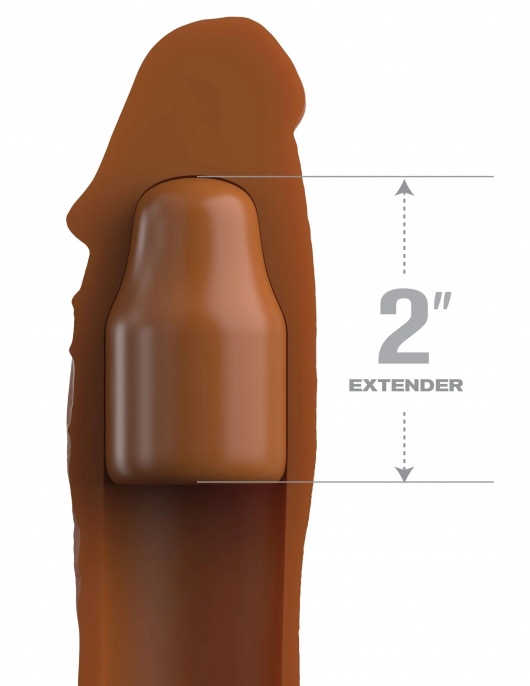 Коричневая насадка на член 2  Silicone X-tension - 20,3 см. - Pipedream - в Коврове купить с доставкой