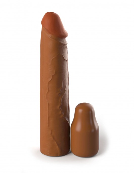 Коричневая насадка на член 2  Silicone X-tension - 20,3 см. - Pipedream - в Коврове купить с доставкой