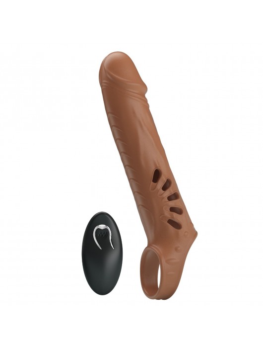 Коричневая вибронасадка с подхватом мошонки и пультом ДУ - Baile - в Коврове купить с доставкой