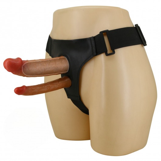 Темно-бежевый фаллопротез для двойного проникновения - 17,5 см. - Baile - купить с доставкой в Коврове