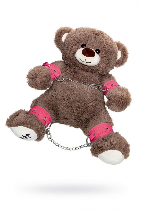 Бондажный набор: бурый мишка с розовыми оковами и наручниками - Pecado - купить с доставкой в Коврове