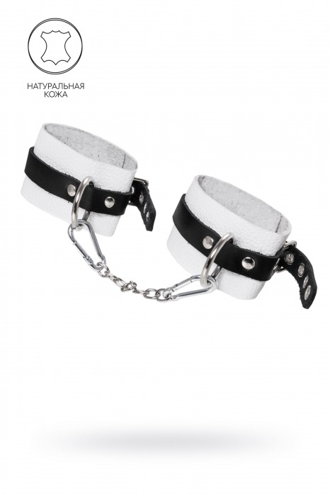 Бело-черные мягкие оковы с одним ремешком и люверсами - Pecado - купить с доставкой в Коврове
