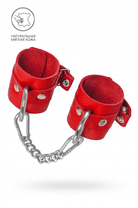Красные мягкие кожаные наручники с люверсами - Pecado - купить с доставкой в Коврове
