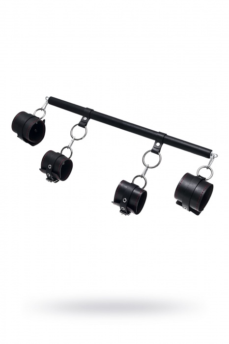 Черная распорка с 4 манжетами для рук и ног - Pecado - купить с доставкой в Коврове