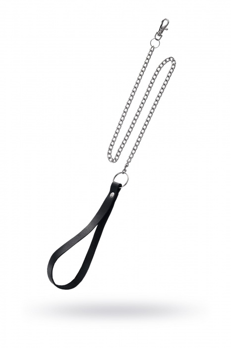 Поводок с ручкой из черной натуральной кожи и карабином для ошейника - Pecado - купить с доставкой в Коврове