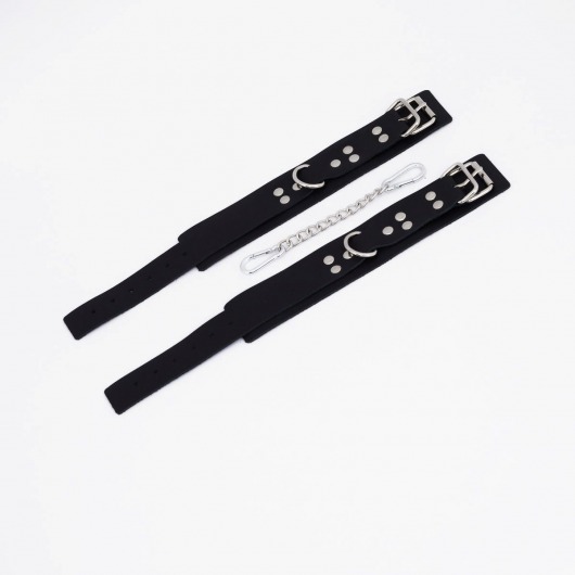 Черные кожаные оковы с регулируемыми ремешками - Crazy Handmade - купить с доставкой в Коврове