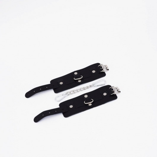 Черные кожаные наручники с хромированной фурнитурой - Crazy Handmade - купить с доставкой в Коврове