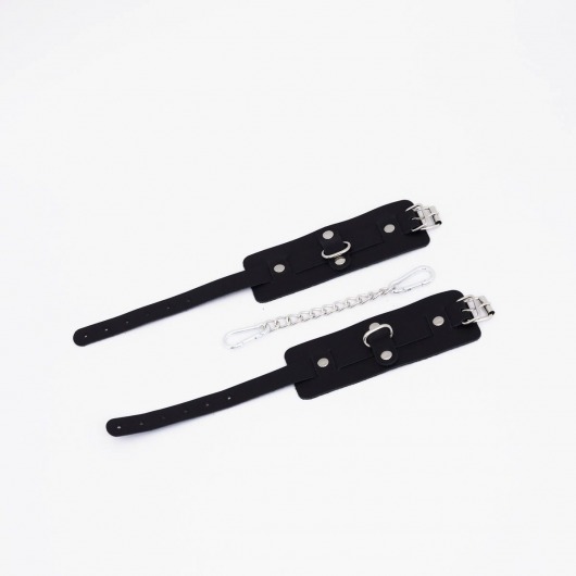 Черные кожаные оковы с хромированной фурнитурой - Crazy Handmade - купить с доставкой в Коврове