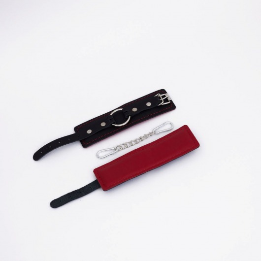 Черно-красные кожаные наручники - Crazy Handmade - купить с доставкой в Коврове