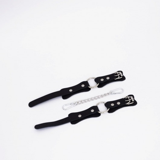 Черные кожаные оковы с кольцом - Crazy Handmade - купить с доставкой в Коврове