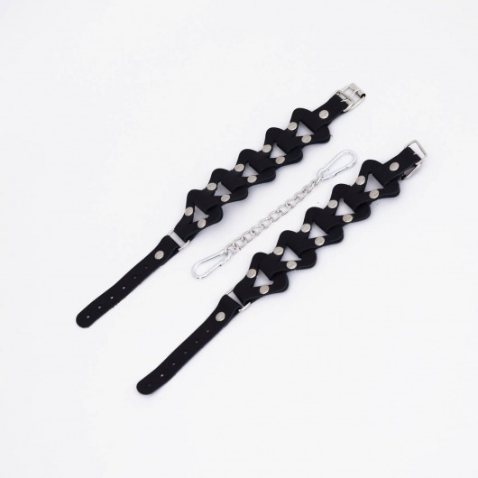 Черные кожаные наручники из звеньев - Crazy Handmade - купить с доставкой в Коврове