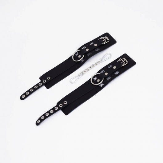 Черные кожаные оковы Sex - Crazy Handmade - купить с доставкой в Коврове