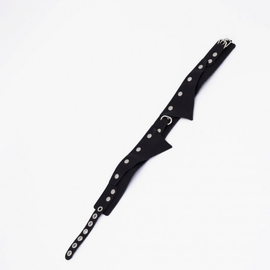 Черный однослойный кожаный ошейник с имитацией воротничка - Crazy Handmade - купить с доставкой в Коврове