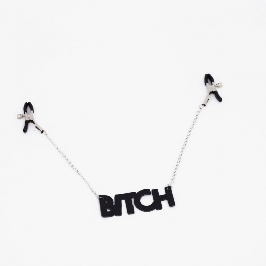 Зажимы на соски с кожаной подвеской Bitch - Crazy Handmade - купить с доставкой в Коврове