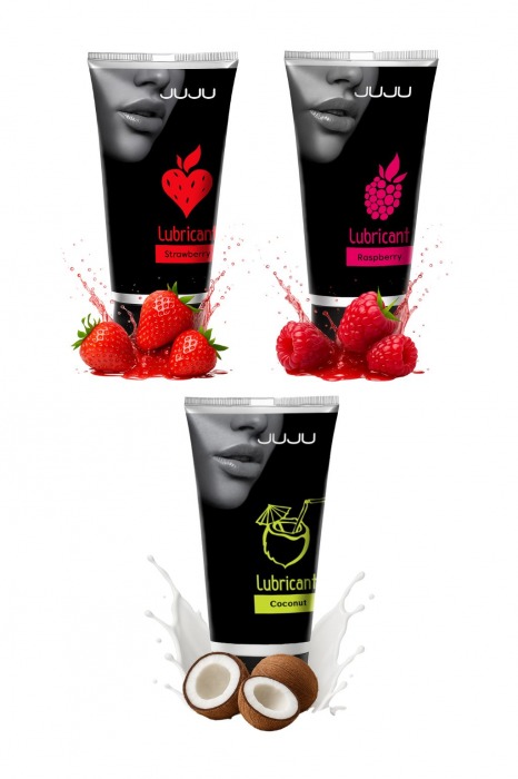 Набор из 3 съедобных лубрикантов JUJU (клубника, малина, кокос) - JuJu - купить с доставкой в Коврове